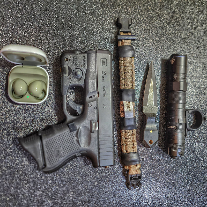 Load image into Gallery viewer, Urban Carry Strap - EDC Bracelet with Pry Bar, Firestarter, Kevlar Saw and Cuff Key or LED Flashlight.