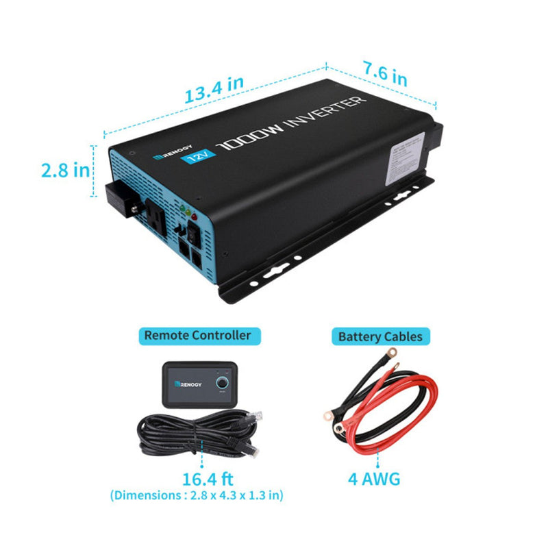 Load image into Gallery viewer, 1000W 12V Pure Sine Wave Inverter with Power Saving Mode (New Edition)