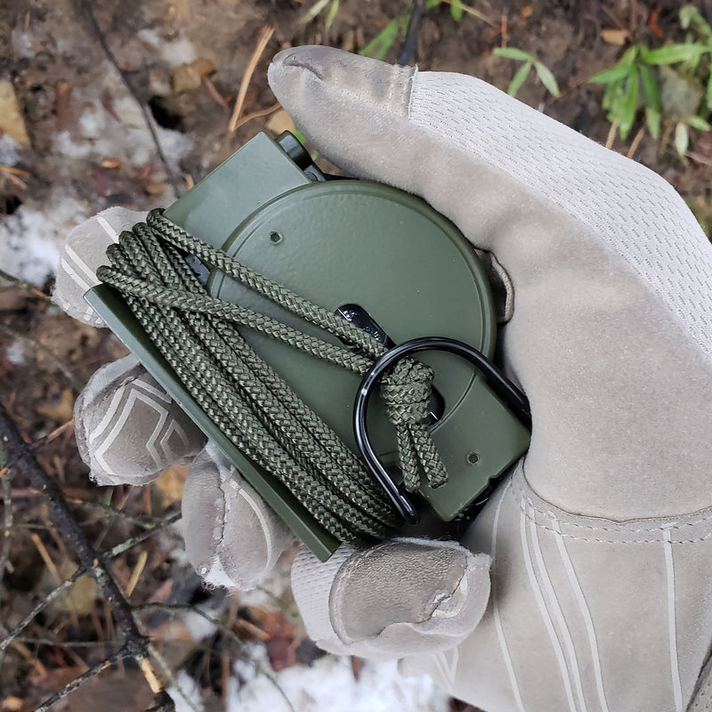 Load image into Gallery viewer, Scout™ Lensatic Compass - Traditional Phosphorescent Military Style with Nylon Carry Pouch - OD Green