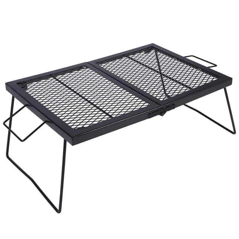 Load image into Gallery viewer, Portable Heavy Duty Folding Steel Campfire Grill Grate for Outdoor Cooking, Black