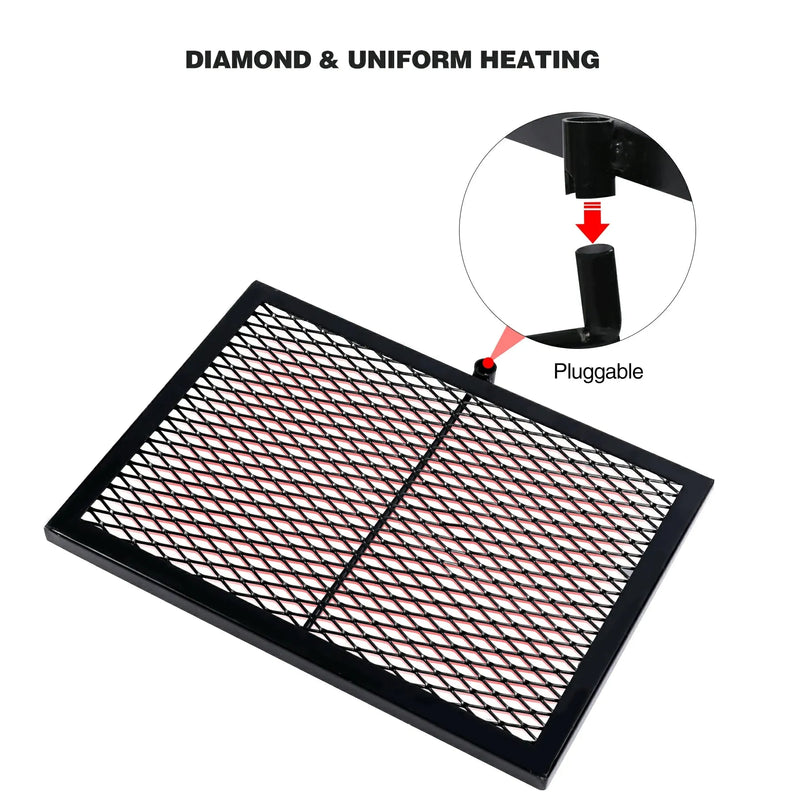 Load image into Gallery viewer, Folding Swivel Campfire Grill Heavy Duty Steel Grate with Carrying Bag for Outdoor Open Flame Cooking