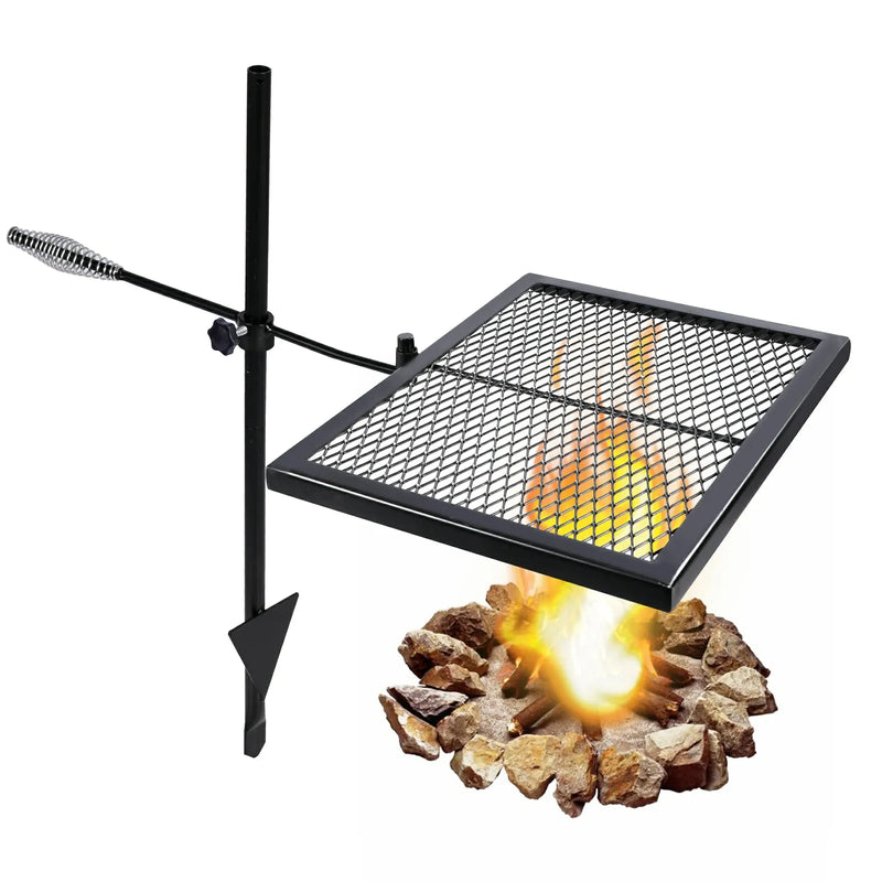 Load image into Gallery viewer, Folding Swivel Campfire Grill Heavy Duty Steel Grate with Carrying Bag for Outdoor Open Flame Cooking