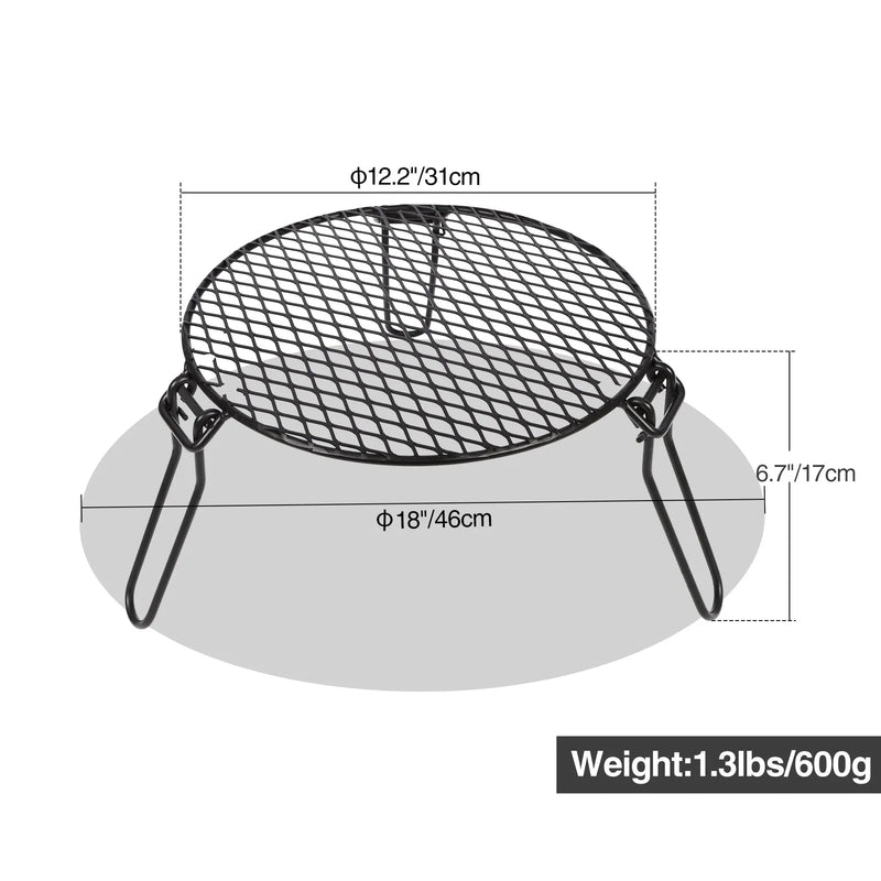 Load image into Gallery viewer, Portable Round Campfire Grill Grate with Foldable Legs, 12”