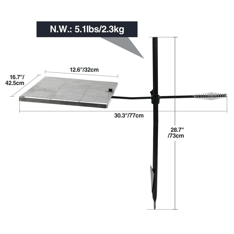 Load image into Gallery viewer, Folding Swivel Campfire Grill Heavy Duty Steel Grate with Carrying Bag for Outdoor Open Flame Cooking