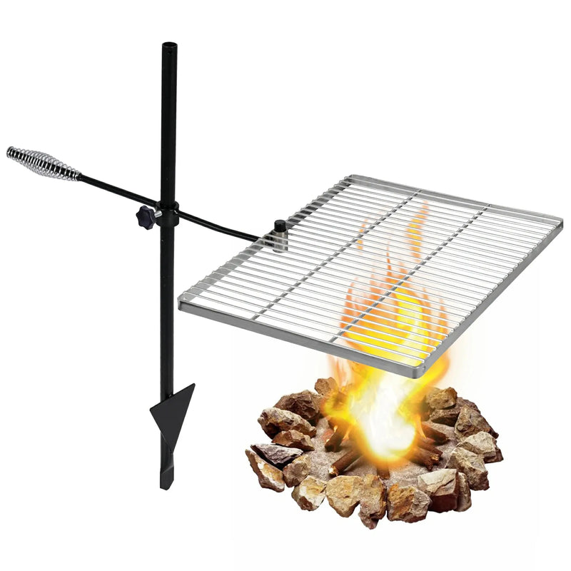 Load image into Gallery viewer, Folding Swivel Campfire Grill Heavy Duty Steel Grate with Carrying Bag for Outdoor Open Flame Cooking
