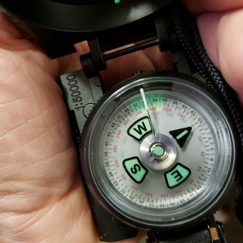 Load image into Gallery viewer, Scout™ Lensatic Compass - Traditional Phosphorescent Military Style - Black