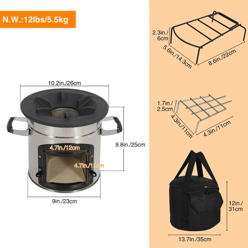 Load image into Gallery viewer, Redcamp Portable Rocket Stove for Camping