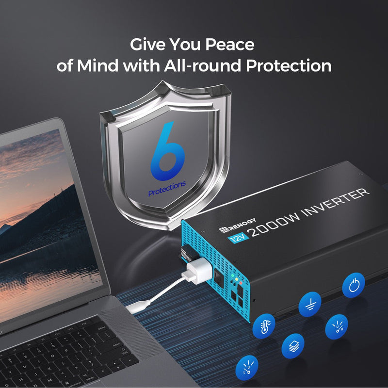 Load image into Gallery viewer, 2000W 12V Pure Sine Wave Inverter with Power Saving Mode (New Edition)