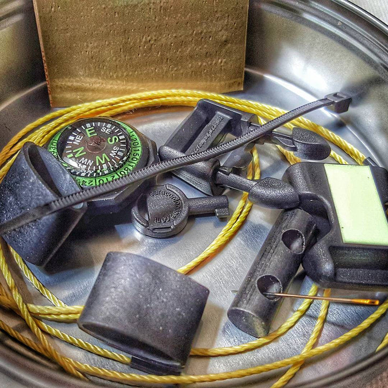 Load image into Gallery viewer, The Escape Evade Pathfinder: Military & Tactical Strap w/ SERE kit, Compass, Kevlar Saw, Cuff Key.