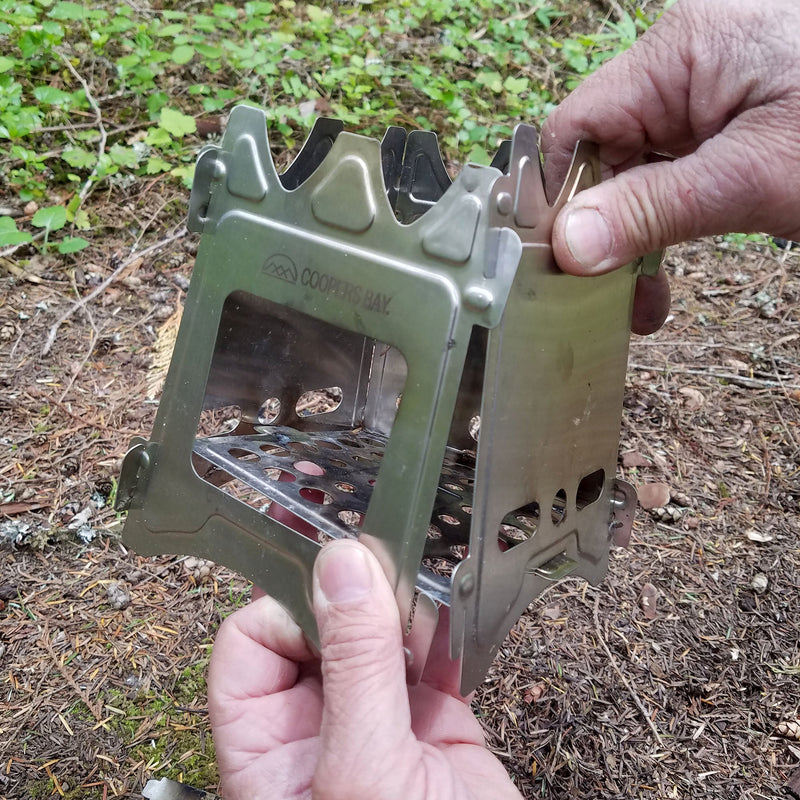 Load image into Gallery viewer, Hiker Twig Stove and Ferro Firestarting Package - Choice or Stainless Steel or Titanium