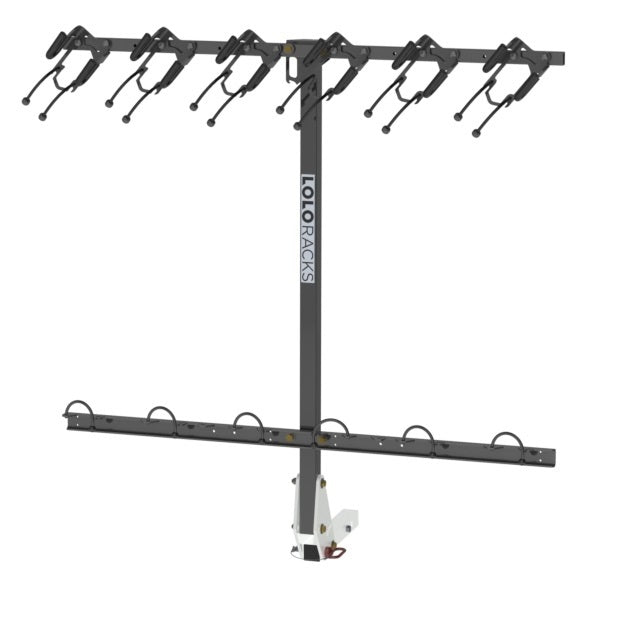 Load image into Gallery viewer, Lolo Racks 6 bike rack for 2" hitch standard tilting (includes locking hitch bolt)