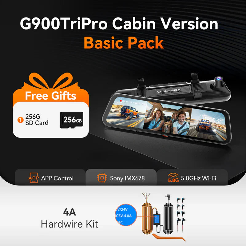 Load image into Gallery viewer, G900 TriPro 4K+2.5K+1080P 3 Channel Cabin Monitor Mirror Dash Cam