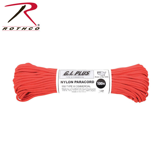 Rothco Nylon Paracord Type III 550 LB Red Size 100'