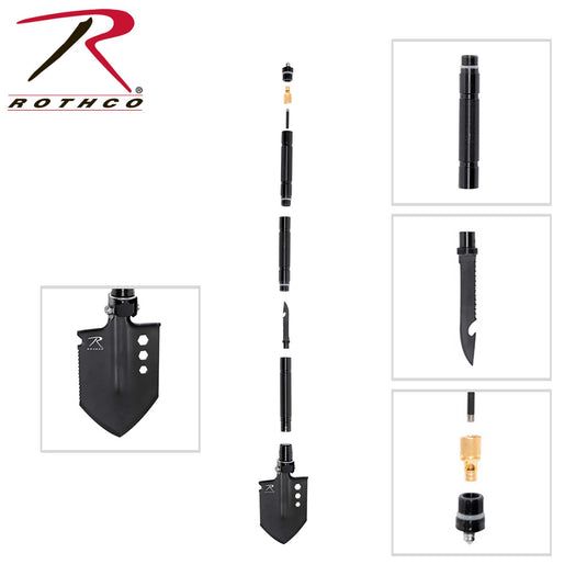 Rothco 8-in-1 Multi-Tool Survival Shovel / Portable Camping Entrenching Tool - Stainless Steel