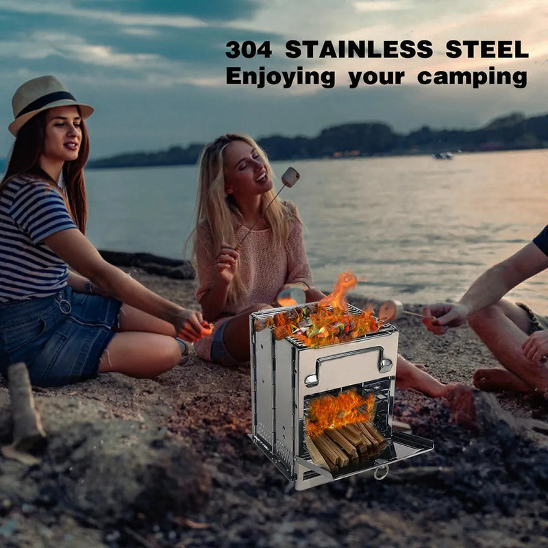 Load image into Gallery viewer, Wood Burning Camping Stove Folding with Pot Stand