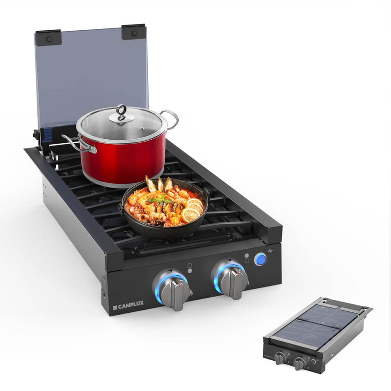 Load image into Gallery viewer, Camplux 2 Burners 12" RV Cooktop Slide-in Gas Stove with Cover