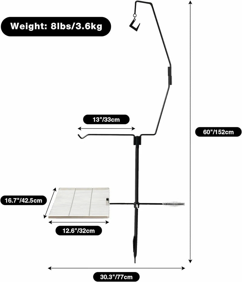 Load image into Gallery viewer, Folding Swivel Campfire Grill Heavy Duty Steel Grate with Carrying Bag for Outdoor Open Flame Cooking