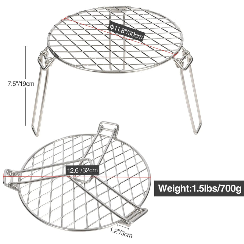 Load image into Gallery viewer, Portable Round Campfire Grill Grate with Foldable Legs, 12”