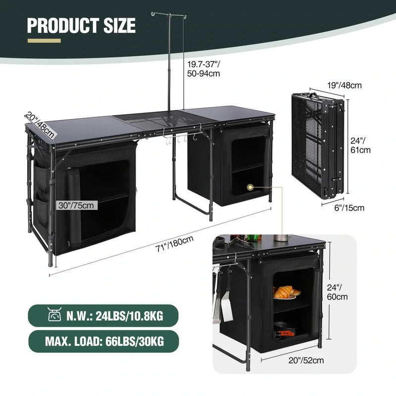 Load image into Gallery viewer, Portable Camping Kitchen Table with Storage Organizer for Outdoor