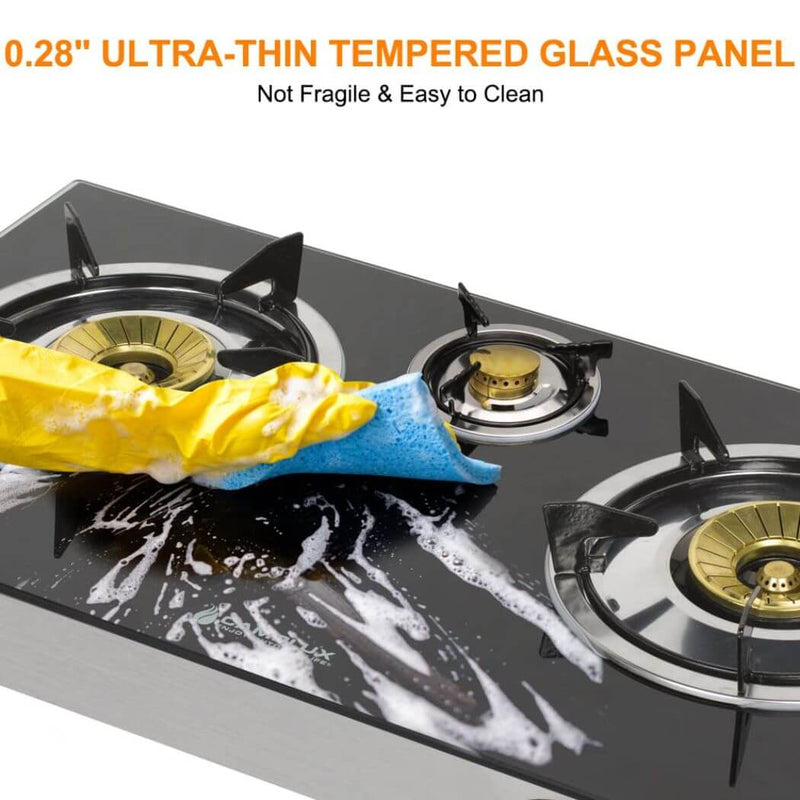 Load image into Gallery viewer, 21,600BTU 3 Burners Tempered Glass Portable Stoves for Camping