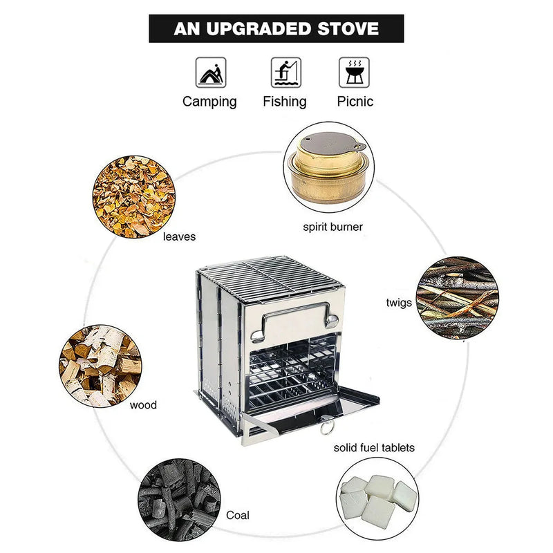 Load image into Gallery viewer, Wood Burning Camping Stove Folding with Pot Stand