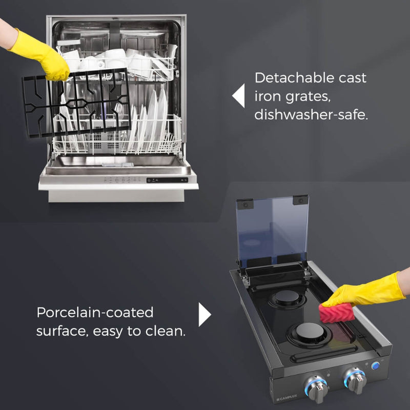 Load image into Gallery viewer, Camplux 2 Burners 12" RV Cooktop Slide-in Gas Stove with Cover