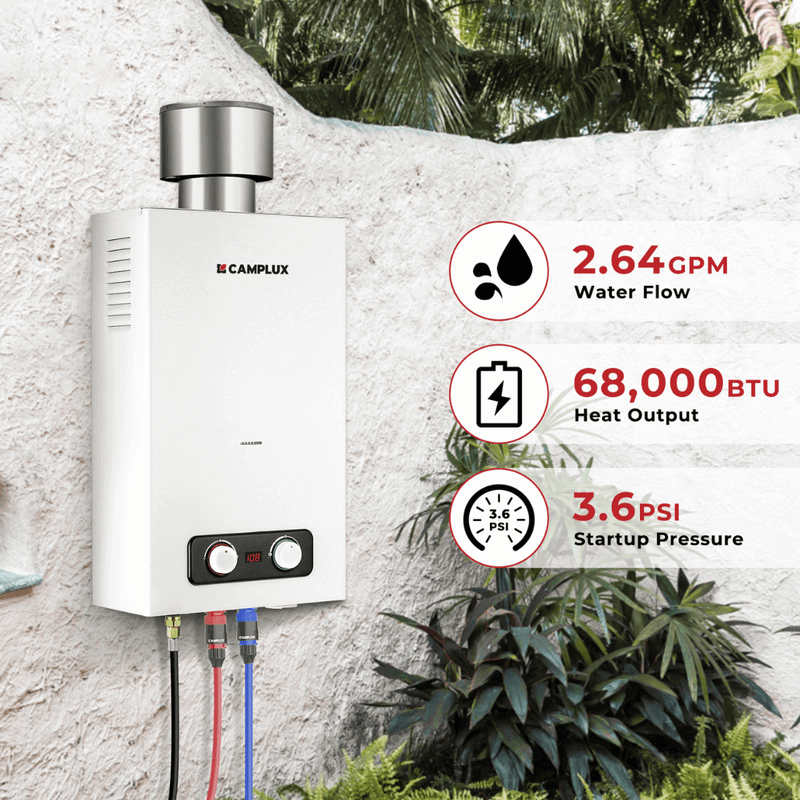 Load image into Gallery viewer, Camplux BD264C Tankless Propane Water Heater With Rain Cap