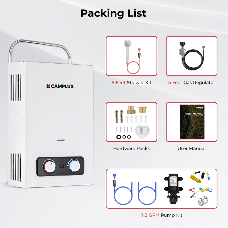 Load image into Gallery viewer, Camplux BD158 Tankless Propane Water Heater Pump Kit