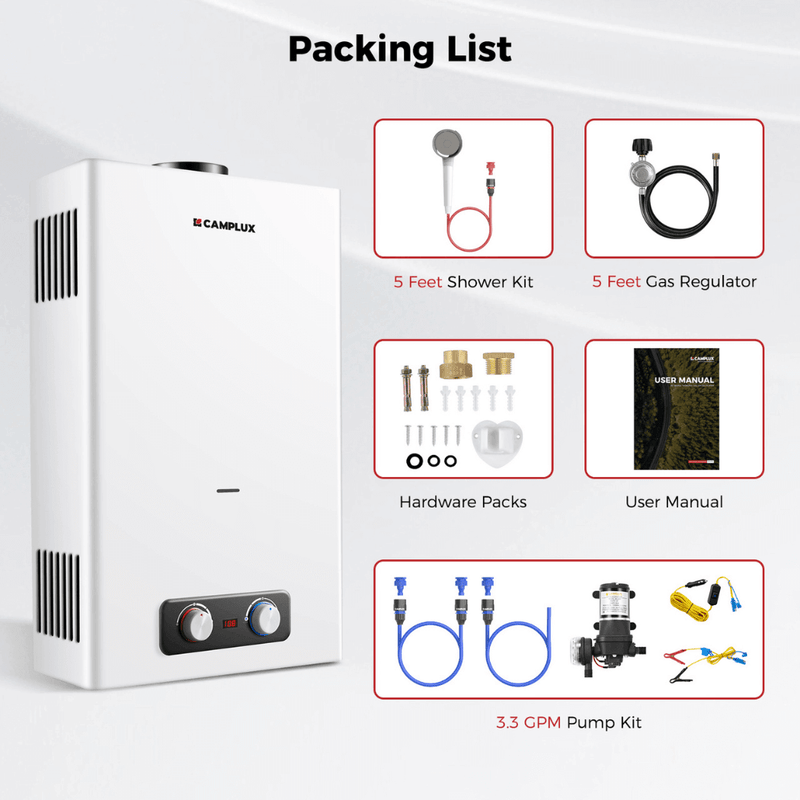 Load image into Gallery viewer, Camplux BD422P120 Propane Outdoor Water Heater Pump Kit