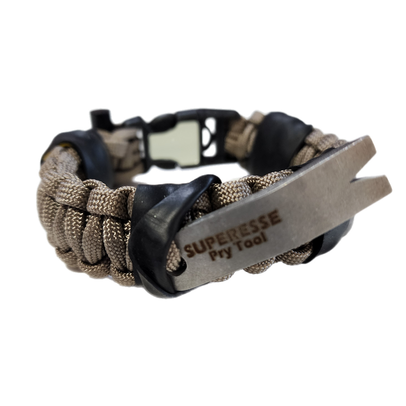 Load image into Gallery viewer, Urban Carry Strap - EDC Bracelet with Pry Bar, Firestarter, Kevlar Saw and Cuff Key or LED Flashlight.
