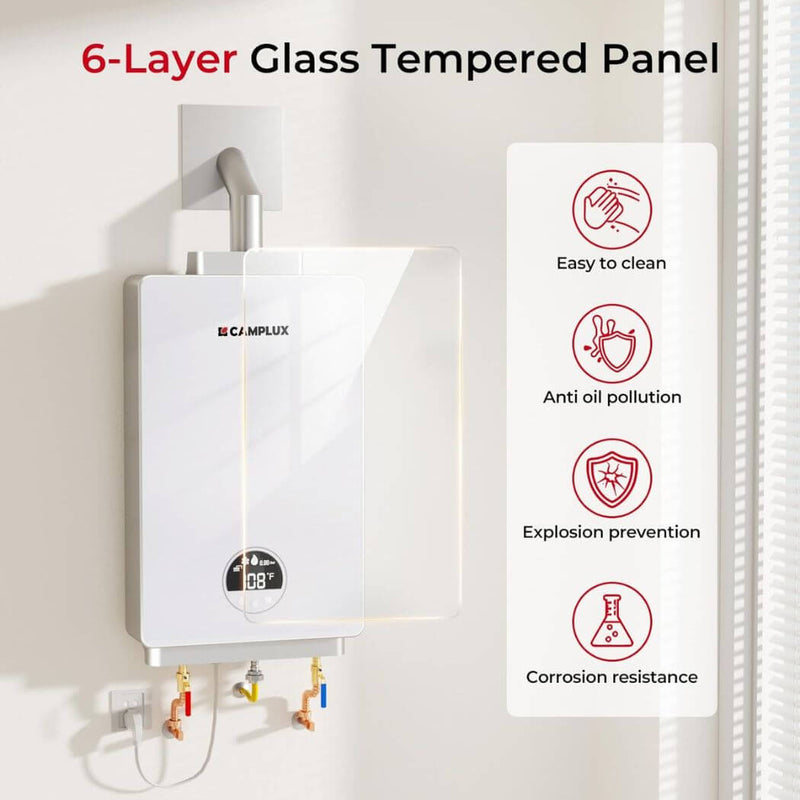 Load image into Gallery viewer, 3.18 GPM Indoor Propane Tankless Water Heater with Wall Thimble, White
