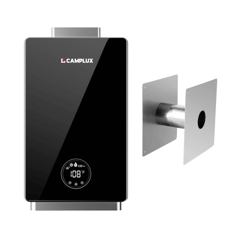 Load image into Gallery viewer, 3.18 GPM Indoor Tankless Water Heater Propane with Wall Thimble, Black