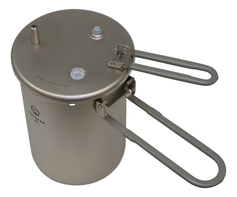 Load image into Gallery viewer, Valtcan 1800ml Titanium Pressure Pot Perfect Rice. Any Flame. Any Altitude. 35 kPa Locking Lid · Rice in 20 Minutes · 1.3 lbs