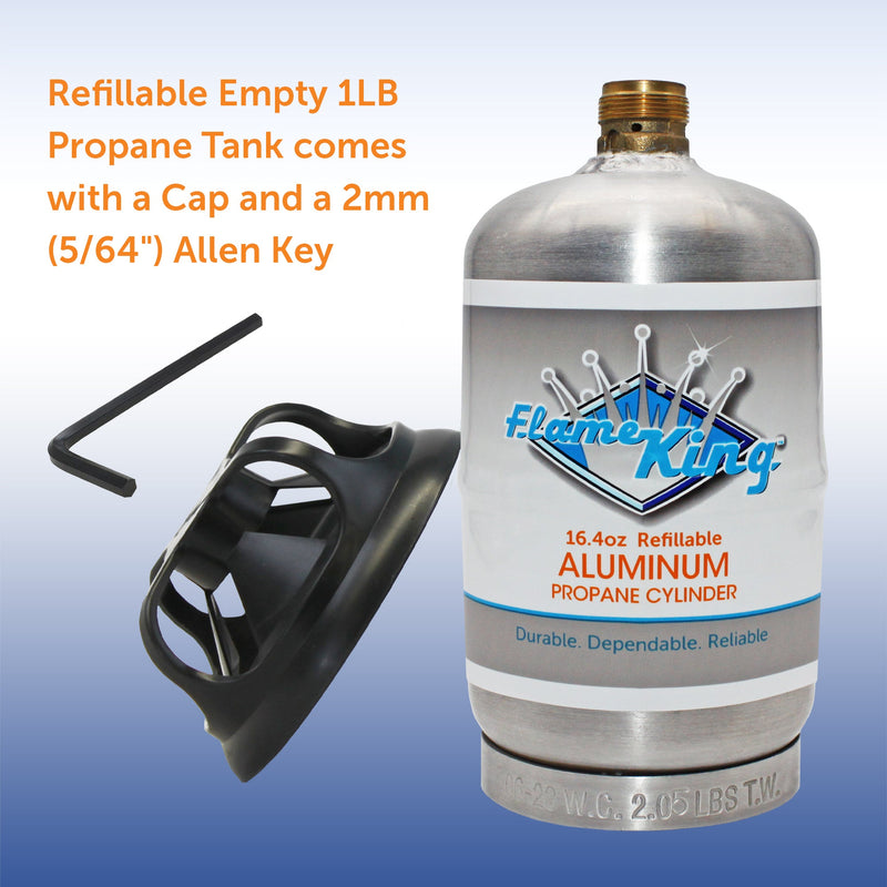Load image into Gallery viewer, Flame King 2 pack Aluminum Eco Friendly Sustainable 1lb Empty Refillable Propane Tank LP Cylinder
