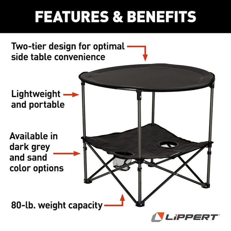 Load image into Gallery viewer, Lippert Components TWO-TIER FOLDING CAMPING TABLE