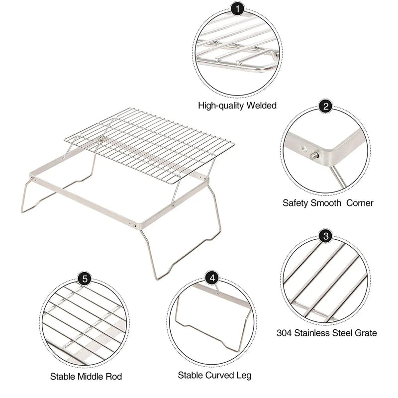 Load image into Gallery viewer, REDCAMP Folding Campfire Grill Grate With Translational Cooking Racks