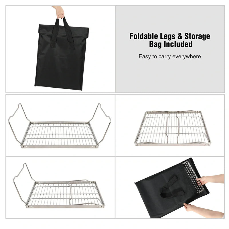 Load image into Gallery viewer, REDCAMP Folding Campfire Grill Grate With Translational Cooking Racks