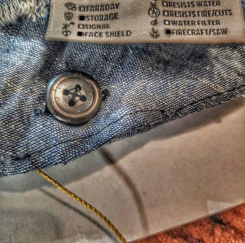 Load image into Gallery viewer, Saw Shemagh: Firestarter sewn button, built-in Kevlar Utility Saw, Fire Tinder border.