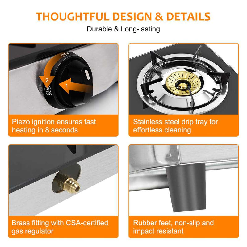 Load image into Gallery viewer, 21,600BTU 3 Burners Tempered Glass Portable Stoves for Camping