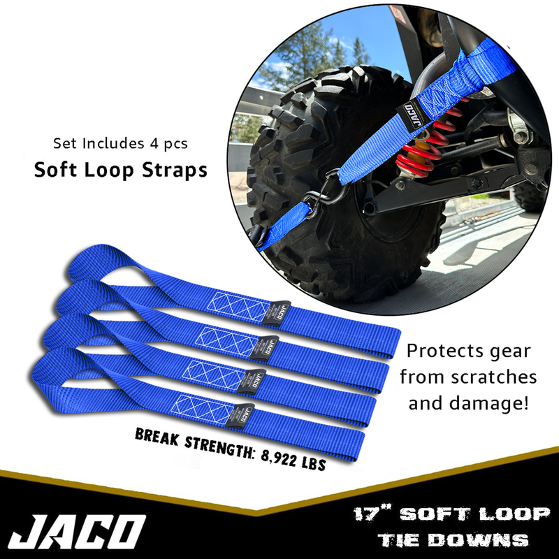 Load image into Gallery viewer, Heavy Duty Ratchet Tie Down Straps with Soft Loops (1.6" x 8 ft) | AAR Certified Break Strength (5,208 lbs)