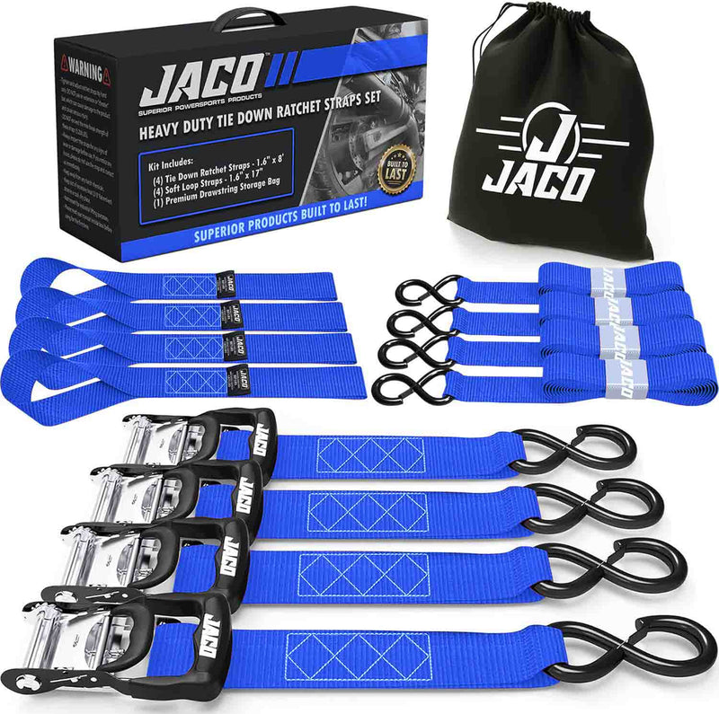 Load image into Gallery viewer, Heavy Duty Ratchet Tie Down Straps with Soft Loops (1.6" x 8 ft) | AAR Certified Break Strength (5,208 lbs)