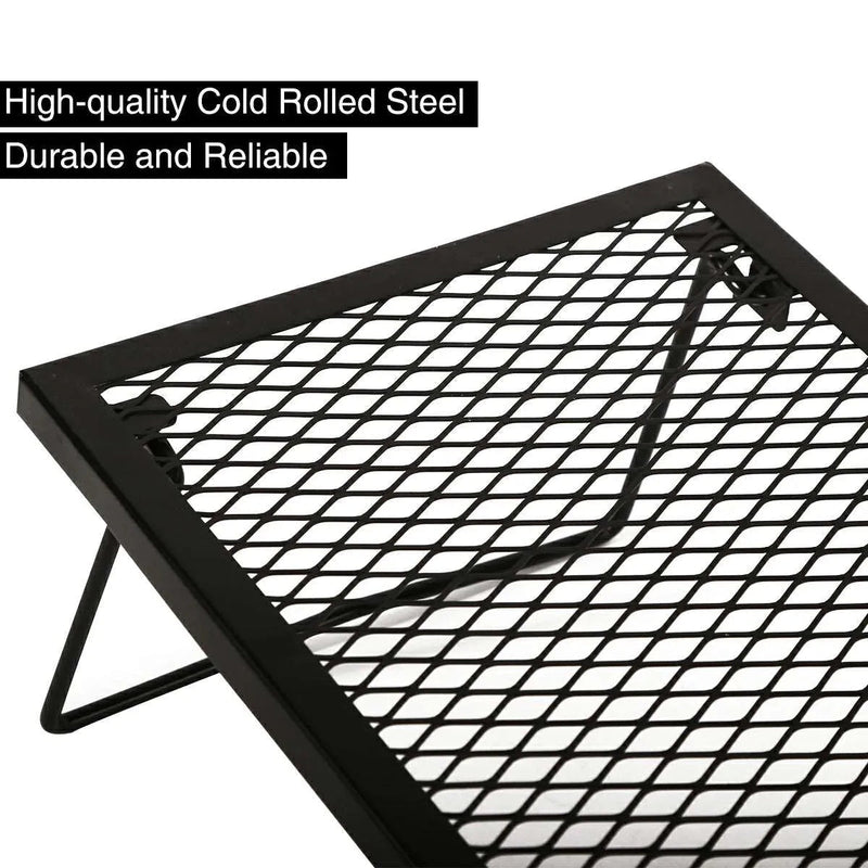 Load image into Gallery viewer, Portable Heavy Duty Folding Steel Campfire Grill Grate for Outdoor Cooking, Black