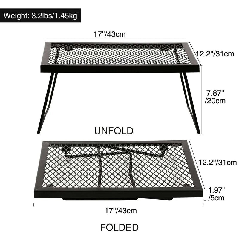 Load image into Gallery viewer, Portable Heavy Duty Folding Steel Campfire Grill Grate for Outdoor Cooking, Black