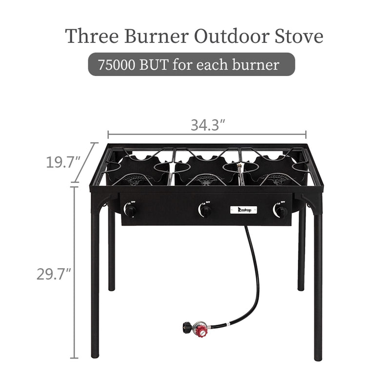 Load image into Gallery viewer, 225,000 BTU Outdoor Propane Camp Stove β 3 Burner Cooker