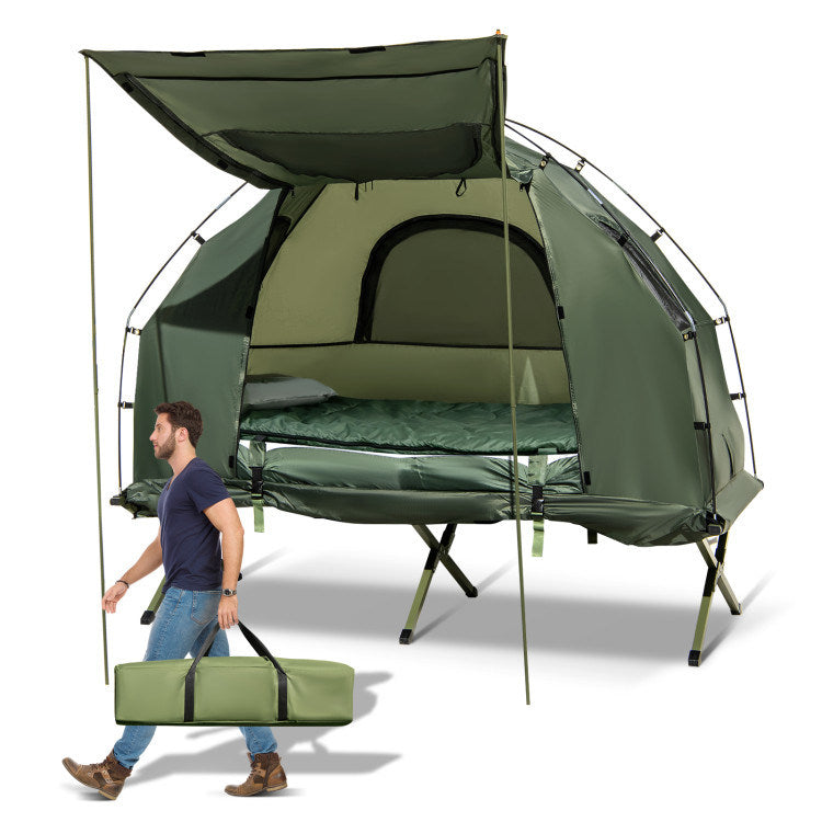Load image into Gallery viewer, 1-Person Folding Camping Tent with Sunshade and Air Mattress