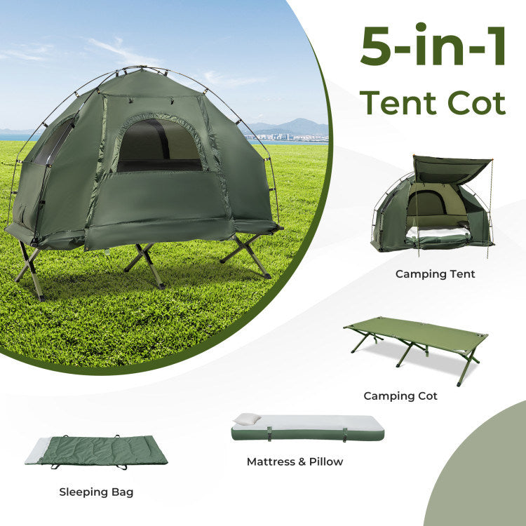 Load image into Gallery viewer, 1-Person Folding Camping Tent with Sunshade and Air Mattress