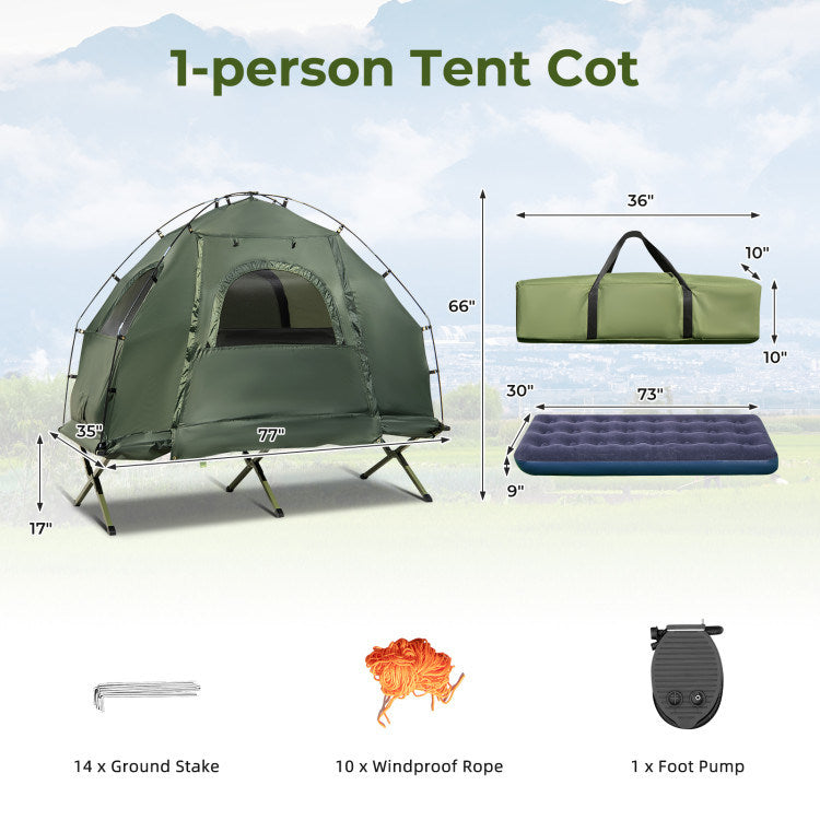 Load image into Gallery viewer, 1-Person Folding Camping Tent with Sunshade and Air Mattress