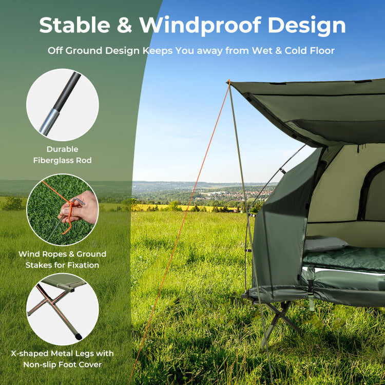 Load image into Gallery viewer, 1-Person Folding Camping Tent with Sunshade and Air Mattress