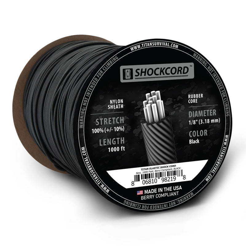 Load image into Gallery viewer, 1/8" Black Shock Cord, 1000 FT SPOOL