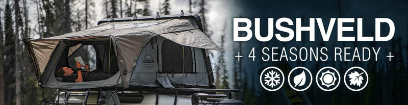 Load image into Gallery viewer, HD Bushveld II Cantilever Hard Shell Roof Top Tent Grey Body & Tan Rainfly